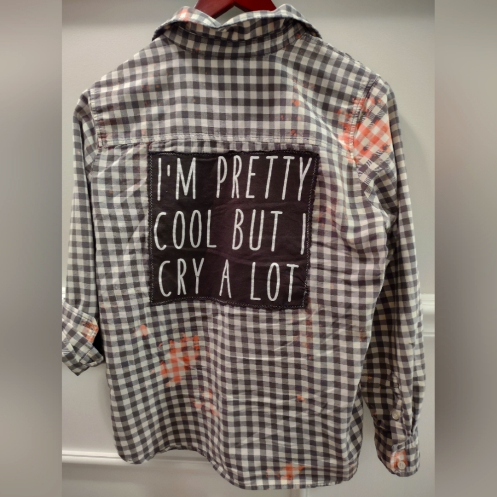 One of a Kind Acid Washed Shirt w/Custom Applique.